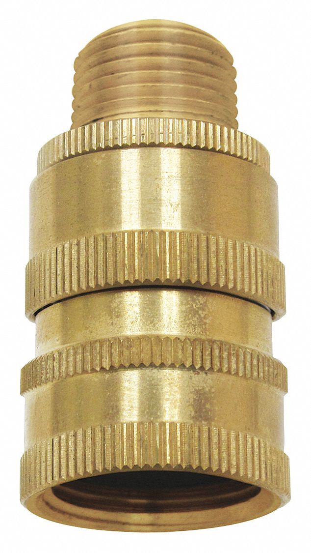 Quick Connect Hose Adapter: Brass, Brass, 2 in Overall Lg, 3/4 in Inlet Connection Size