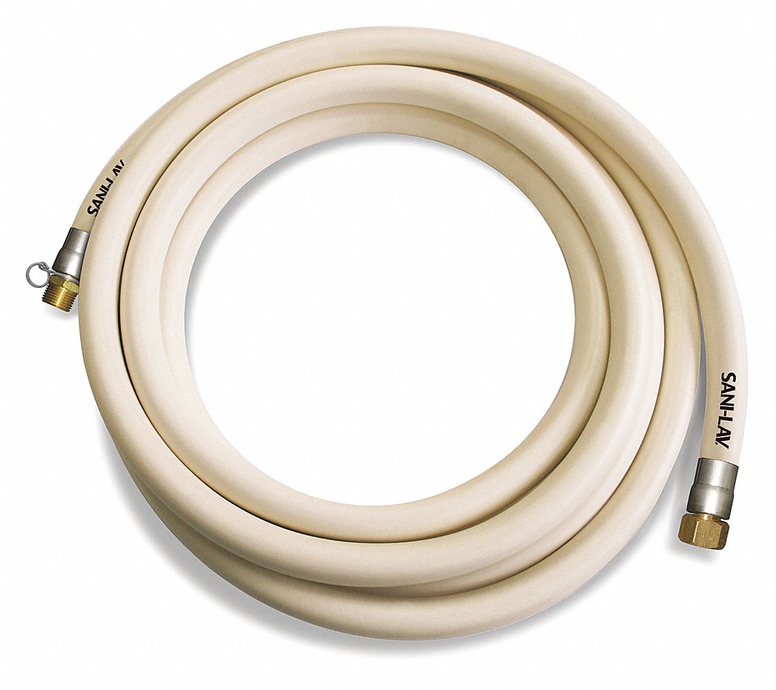 Washdown Hose, EPDM, 3/4 in, 25 ft, 3/4 in x 3/4 in Fitting Size, FGHT