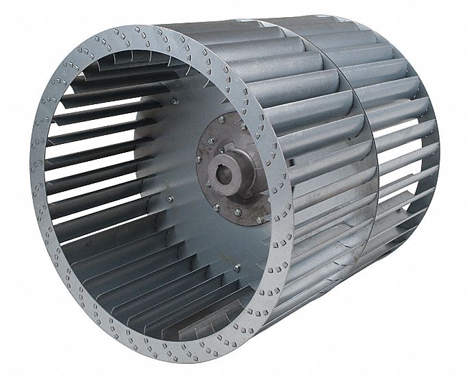 Blower Wheel: Forward-Curved, 24 7/8 in Dia, 25 in W, CW/CCW, Steel Wheel, 2 Inlets, 1 9/16 in Bore