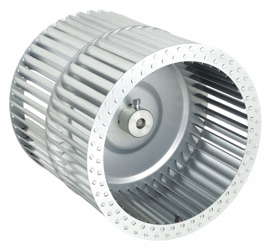 Blower Wheel: Forward-Curved, 9 1/2 in Dia, 9 1/4 in W, CW Hub End, Steel Wheel, 2 Inlets, Convex