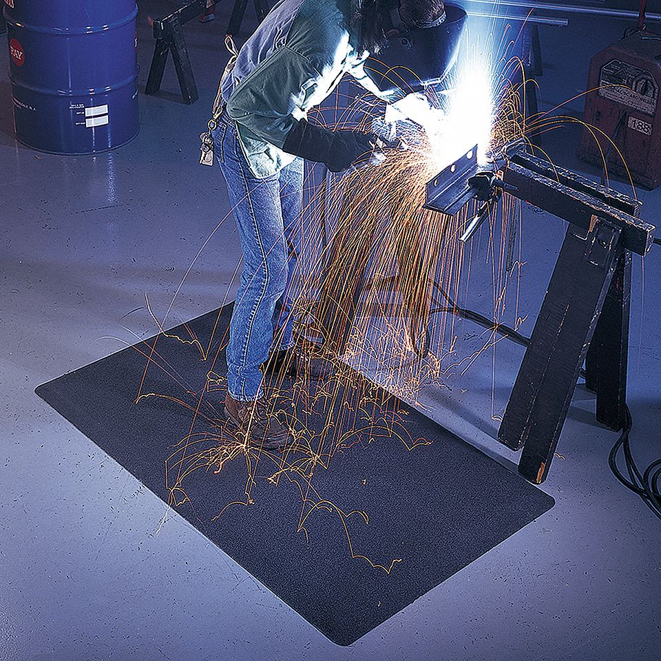 WELDSAFE, NON ANTIMICROBIEN, NOIR, ÉPAISSEUR 9/16 PO, LONGUEUR 5 PI, LARGEUR 3 PI, RECTANGLE