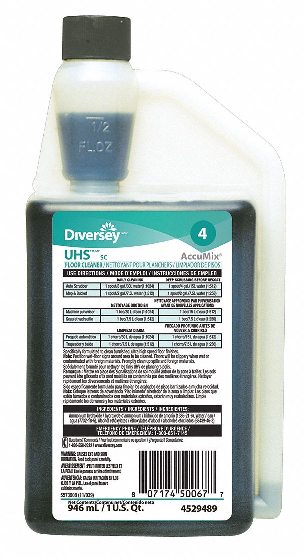 DIVERSEY Floor Cleaner, Liquid, 32 oz, Bottle, 64.25 gal, 256.25 gal