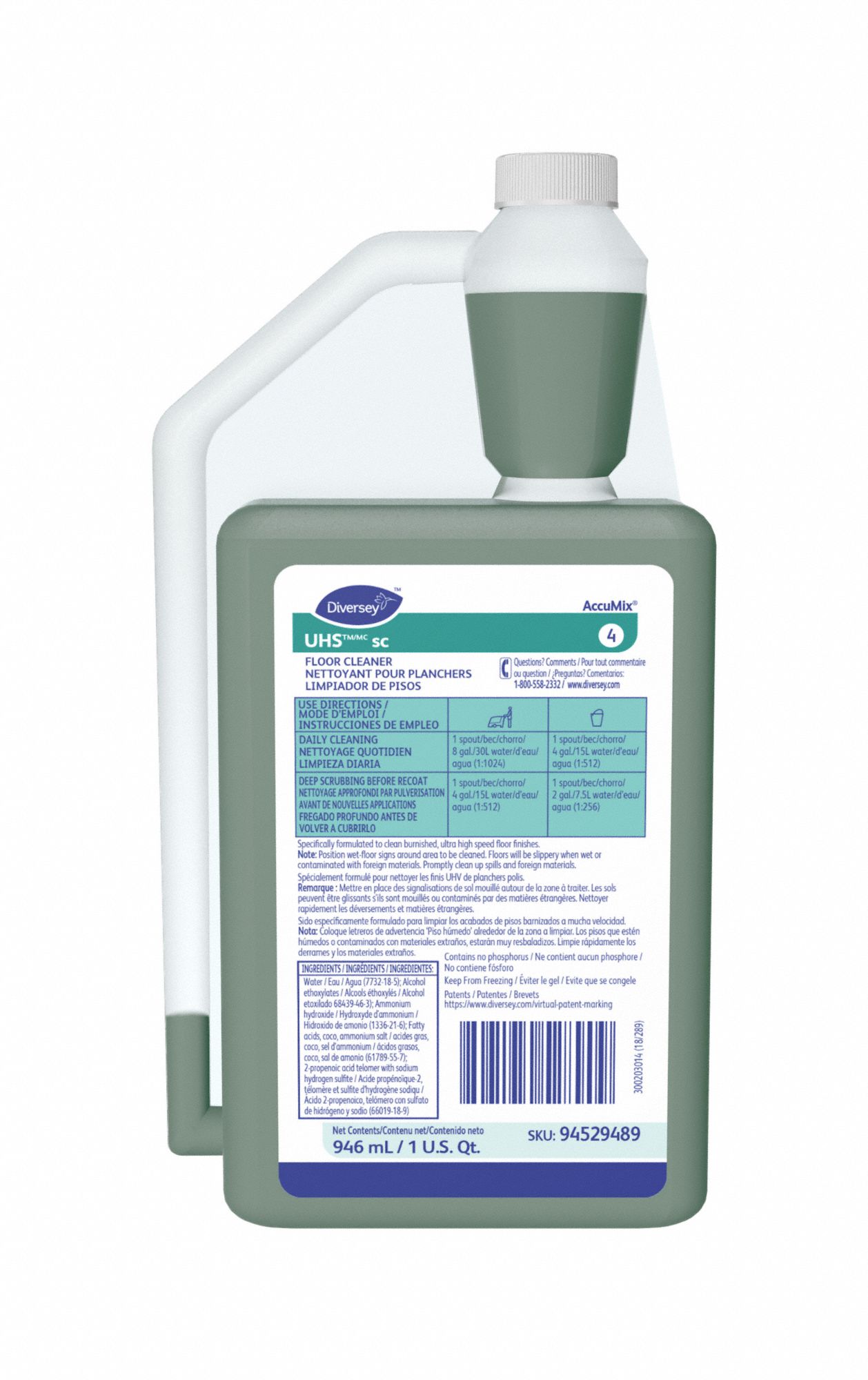 Floor Cleaner: Portion Measuring Bottle, 32 oz Container Size, Concentrated, Liquid, 6 PK