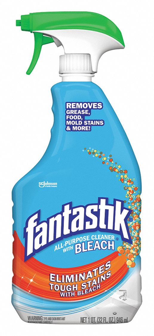 Fantastik All Purpose Cleaner with Bleach: Trigger Spray Bottle, 32 oz Container size, 8 Pk