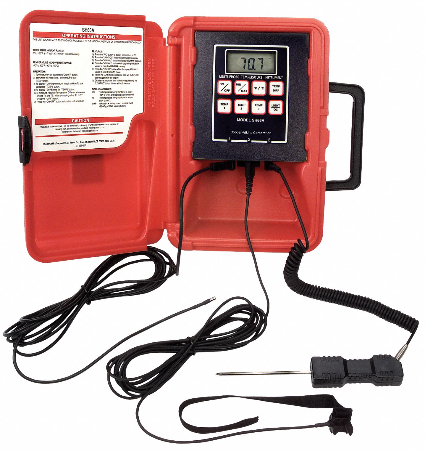 COOPER ATKINS Thermistor Temp Meter With Min Max Thermistor 