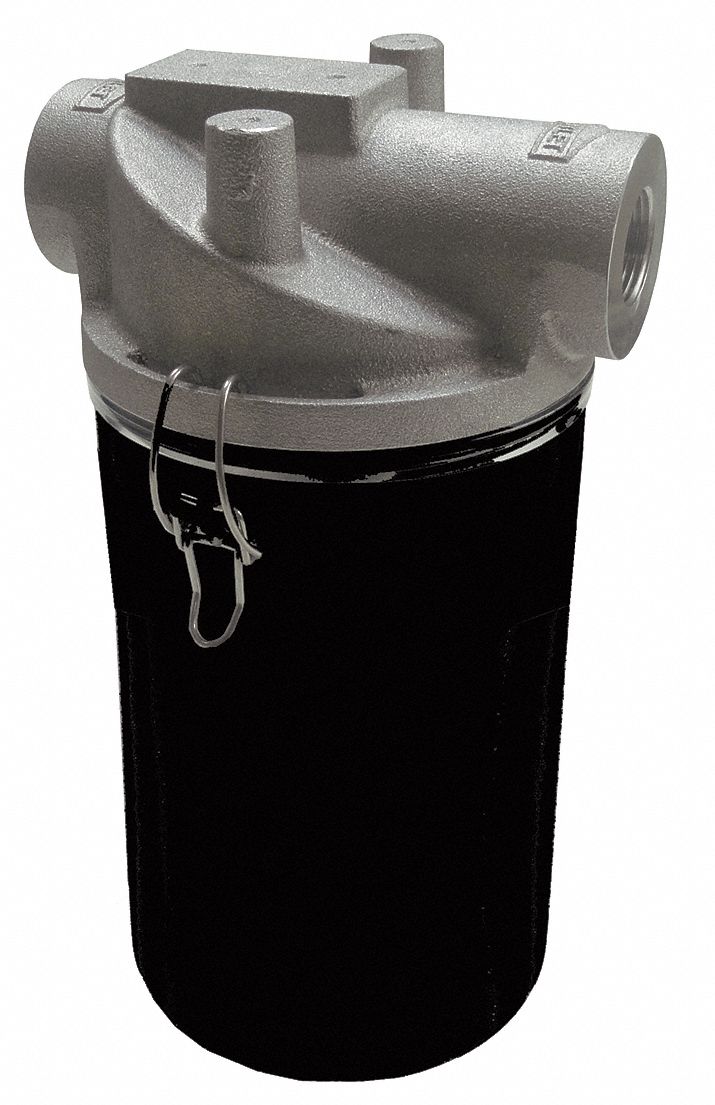 T-Style Inlet Vacuum Filter: 5 micron Rating, 99% Efficiency, 7 in Outside Dia, Carbon Steel