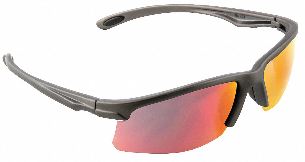 Safety Glasses,Gray Fr, Red Mirror Lens