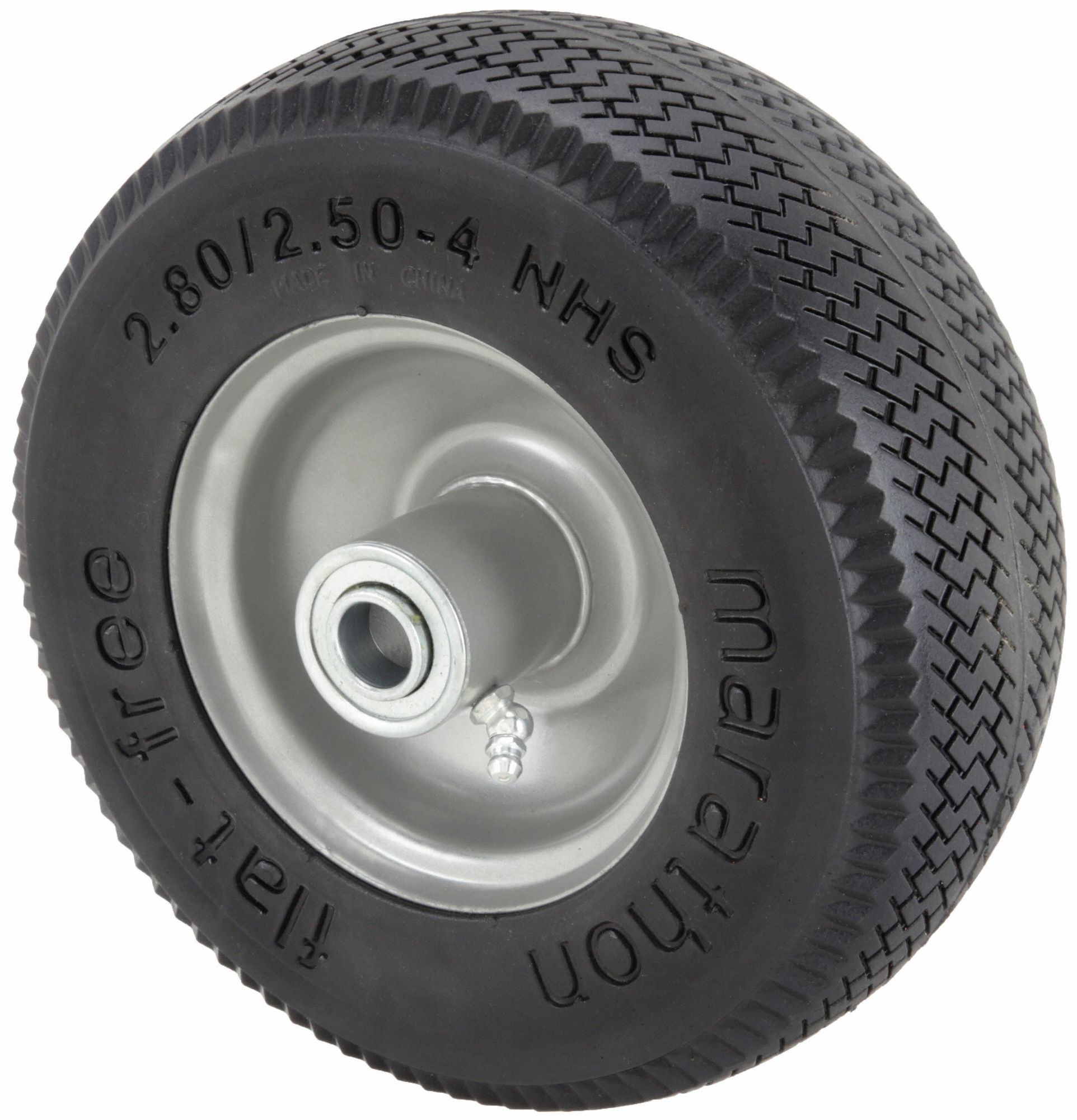 Flat-Free Wheel: 8 3/8 in Wheel Dia., 3 1/16 in Wheel Wd, Polyurethane, 2 1/4 in Hub Lg