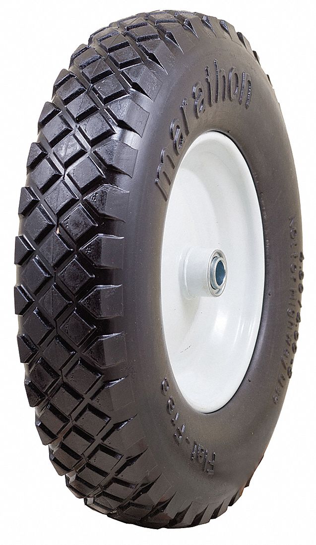 FLAT-FREE POLYURETHANE FOAM WHEEL, 15½ IN WHEEL DIAMETER, 3½ IN WHEEL W, 500 LB, STEEL