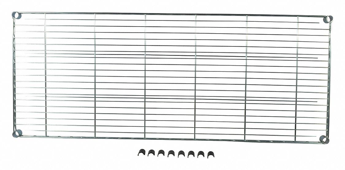Wire Shelf: 60 in x 24 in, 1 Shelves, Zinc
