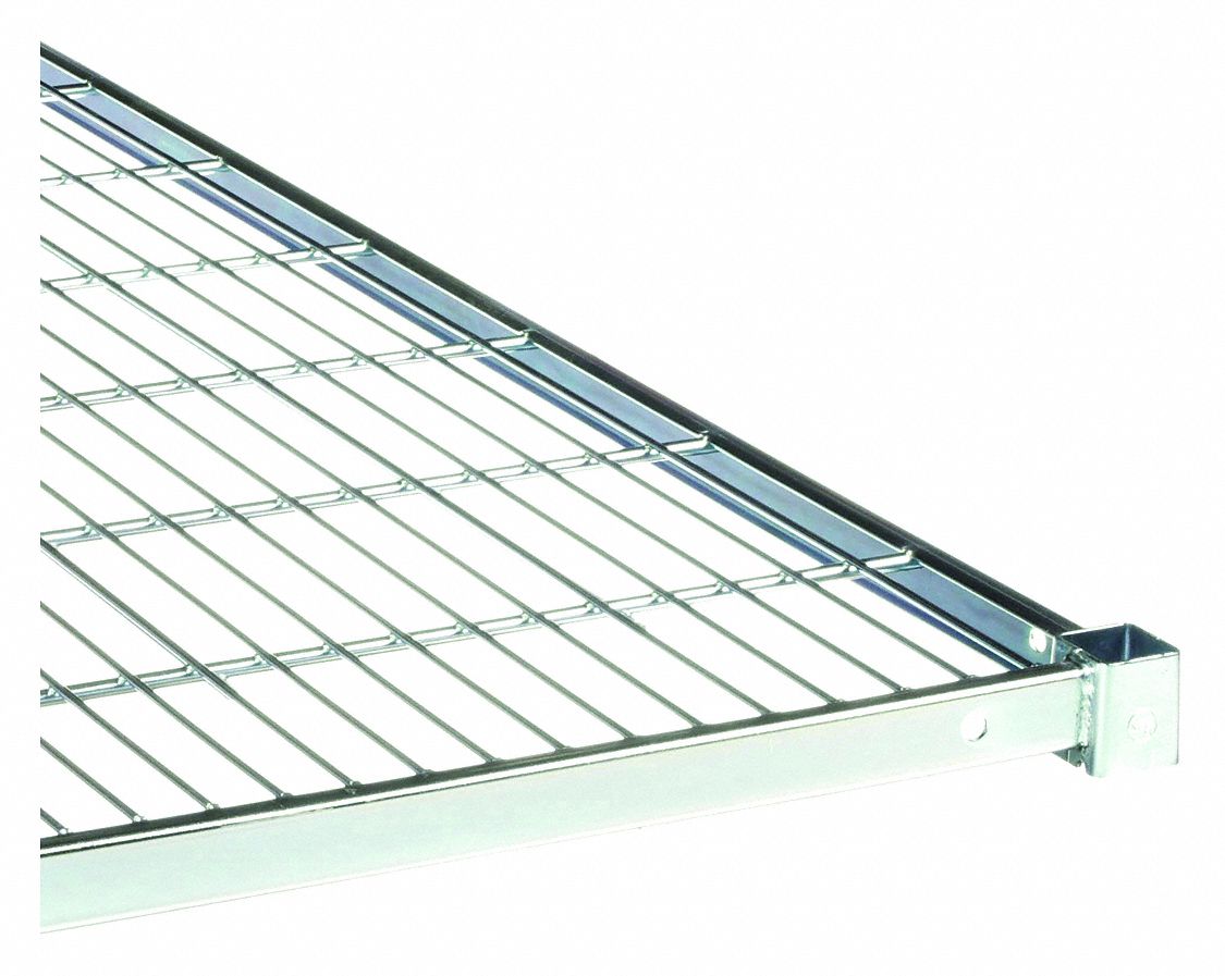 Wire Shelf: 72 in x 24 in, 1 Shelves, Zinc