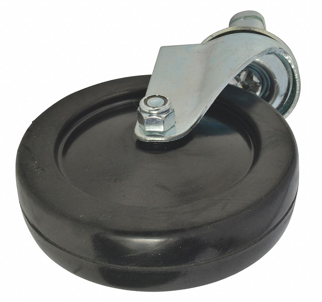 CASTER, SWIVEL, SOFT RUBBER, 5IN