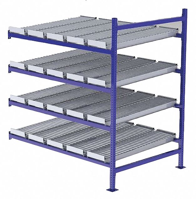 Unex Flow Cell Add On Gravity Flow Rack With Steel Roller Lanes Decking And 4 Shelves 72 W X 48 D X 72 H 46kf72 Fc99sr72484 A Grainger