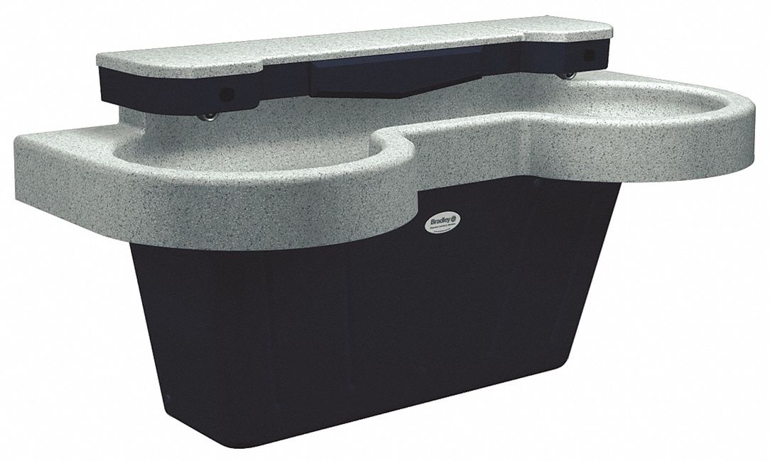 WASH FOUNTAIN: BRADLEY, EMPIRE GREY, TERREON, RECTANGULAR, 21½ IN W, STD DRAIN