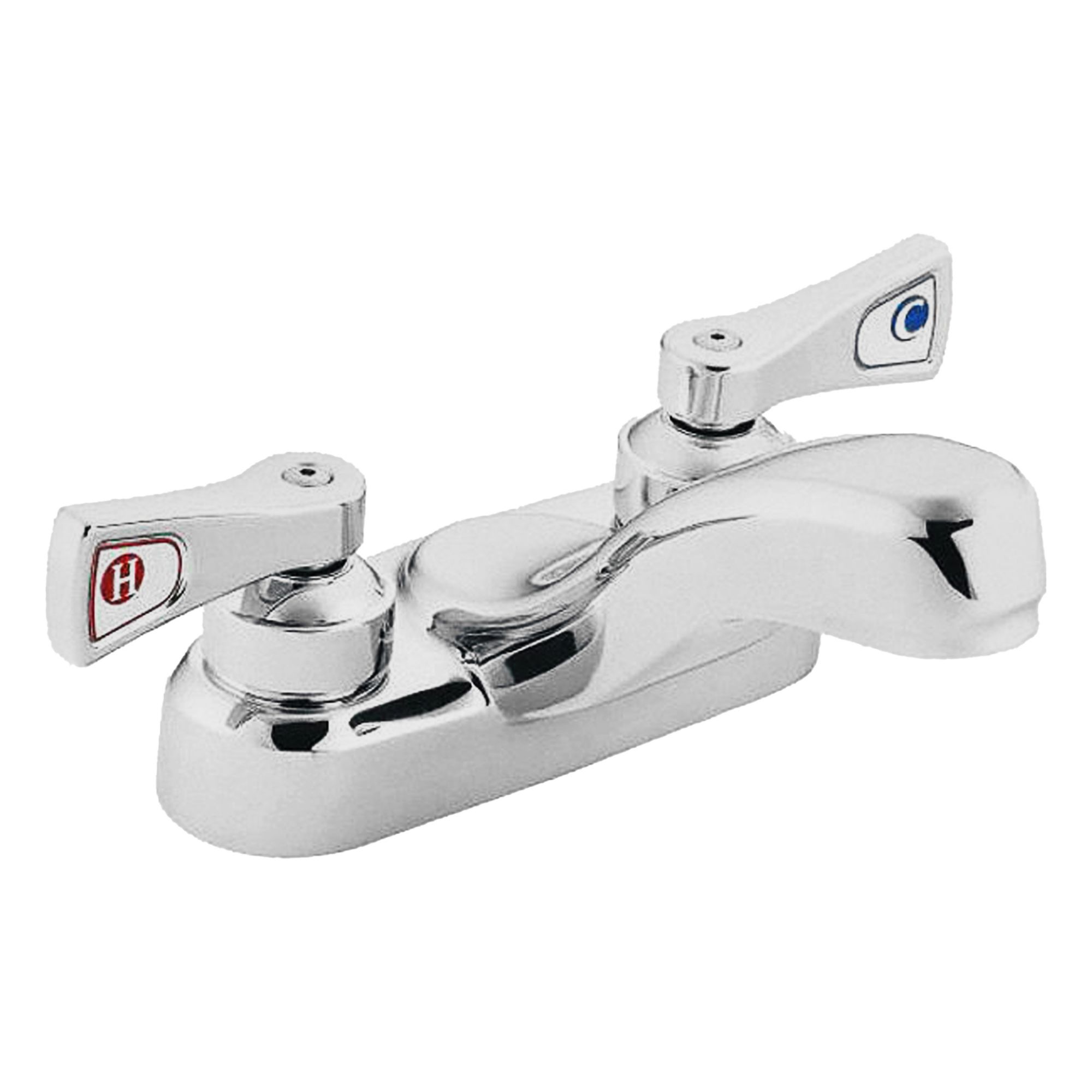 Low Arc Bathroom Faucet: M-Dura, Brass, Chrome Finish, 1.2 gpm Flow Rate, Centerset, Arc, Lever