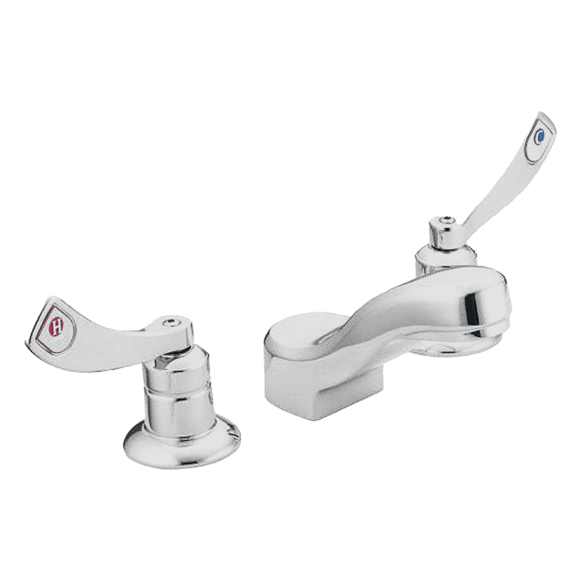 Low Arc Bathroom Faucet: M-Dura, Brass, Chrome Finish, 1.2 gpm Flow Rate, Widespread, Arc, IPS
