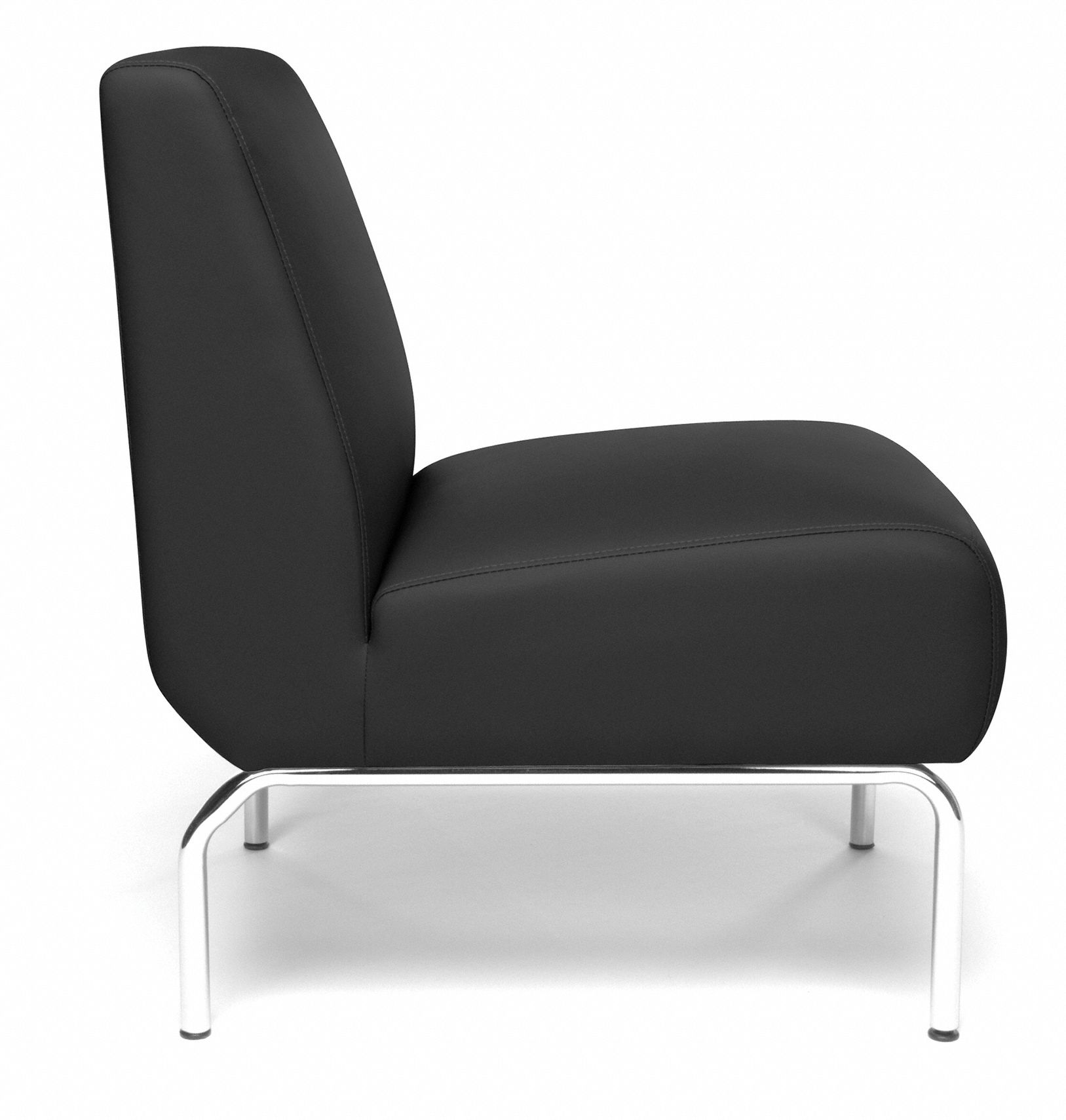 OFM INC Armless Chair, Black, Vinyl/Wood/Metal 46KL893000PU606