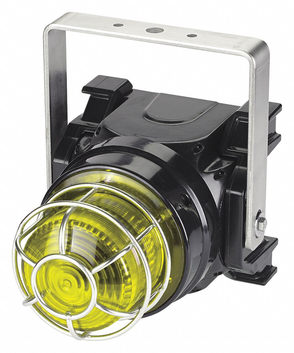 Strobe Light: Xenon, 120V AC, 8 15/16 in Overall Ht, 8 15/32 in Overall Lg, Yellow