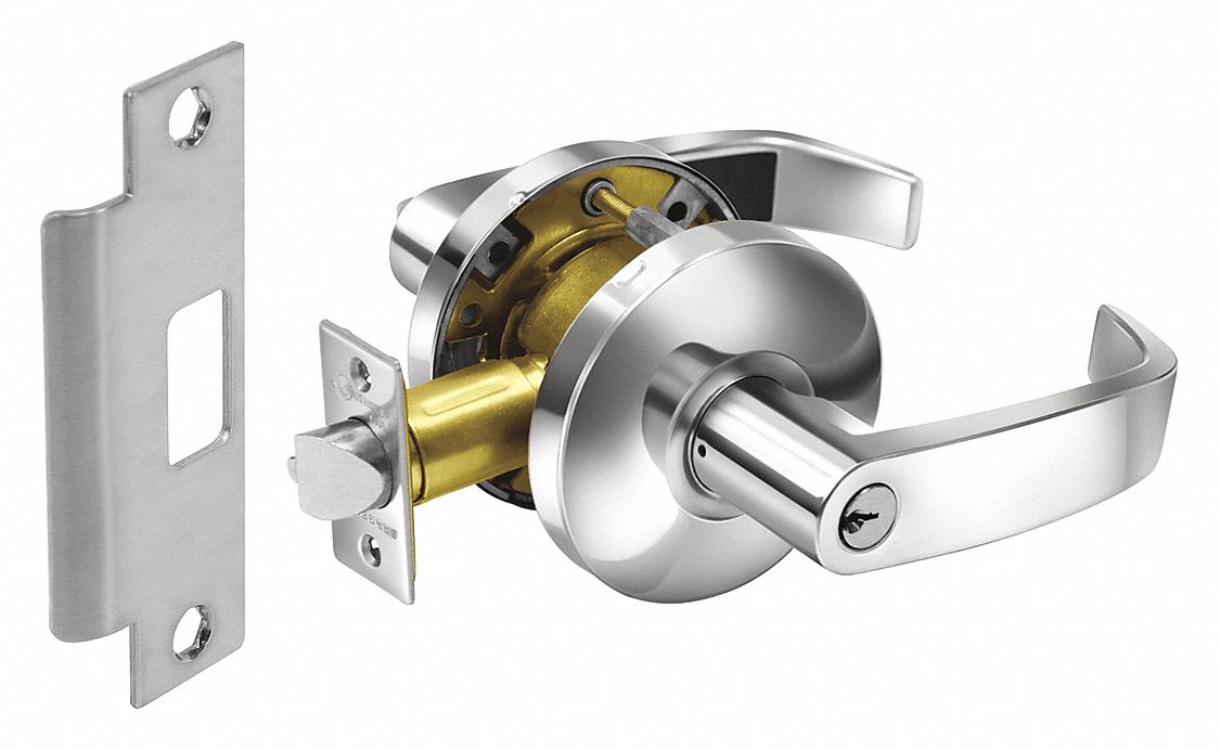 Door Lockset: Classroom Lever Locksets, Chrome, ADA Compliant
