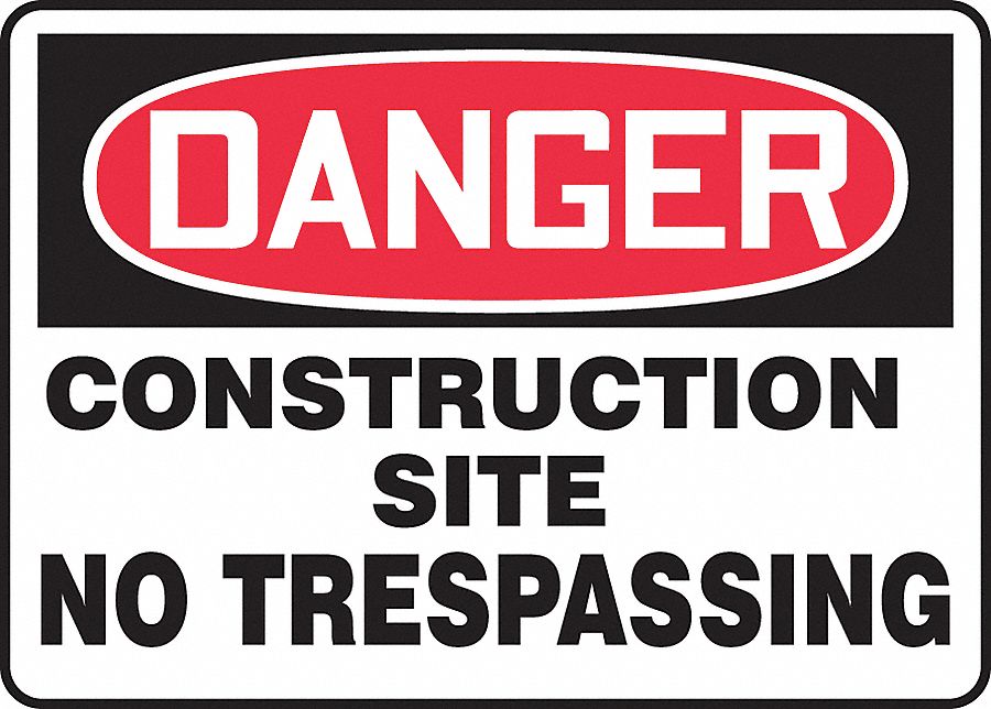 CONSTRUCTION SITE CAUTION SIGN, 36 X 24 IN, PLASTIC