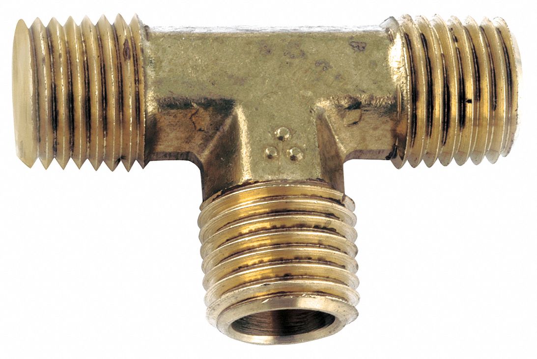 GRAINGER APPROVED Brass Tee, MNPT, 1/4 in Pipe Size, 1 EA 46M423