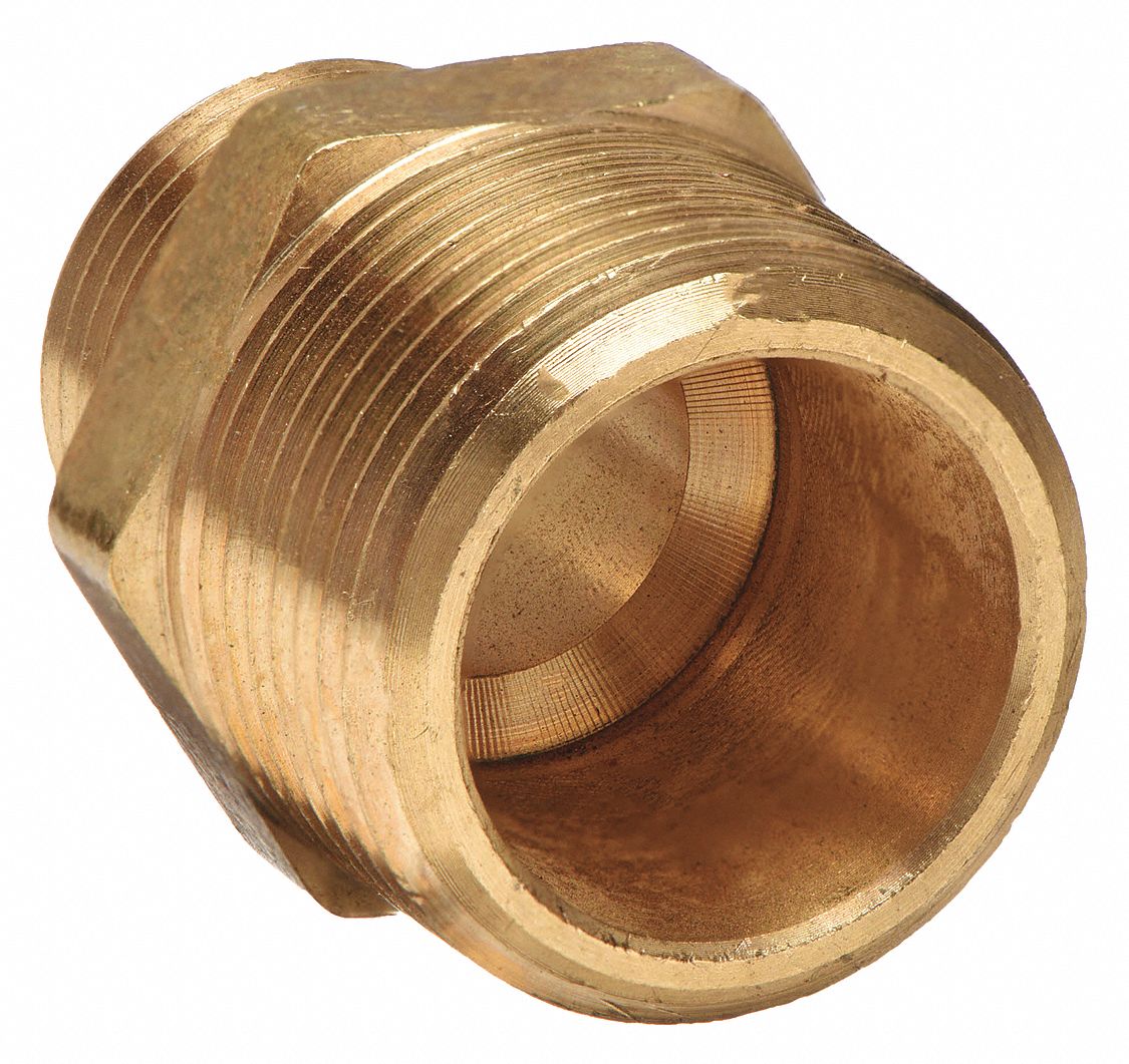 Brass, 1 5/8 in Overall Lg, Nipple - 46M433