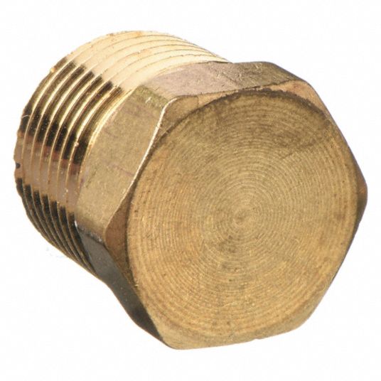 Brass, 3/8 in Fitting Pipe Size, Hex Head Plug - 46M446