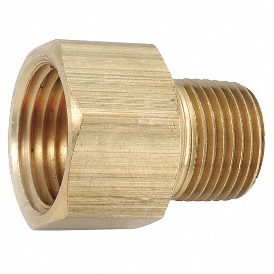 Adapter: Brass, 1/4 in x 1/4 in Fitting Pipe Size, Male NPT x Female NPT, 1 1/4 in Overall Lg