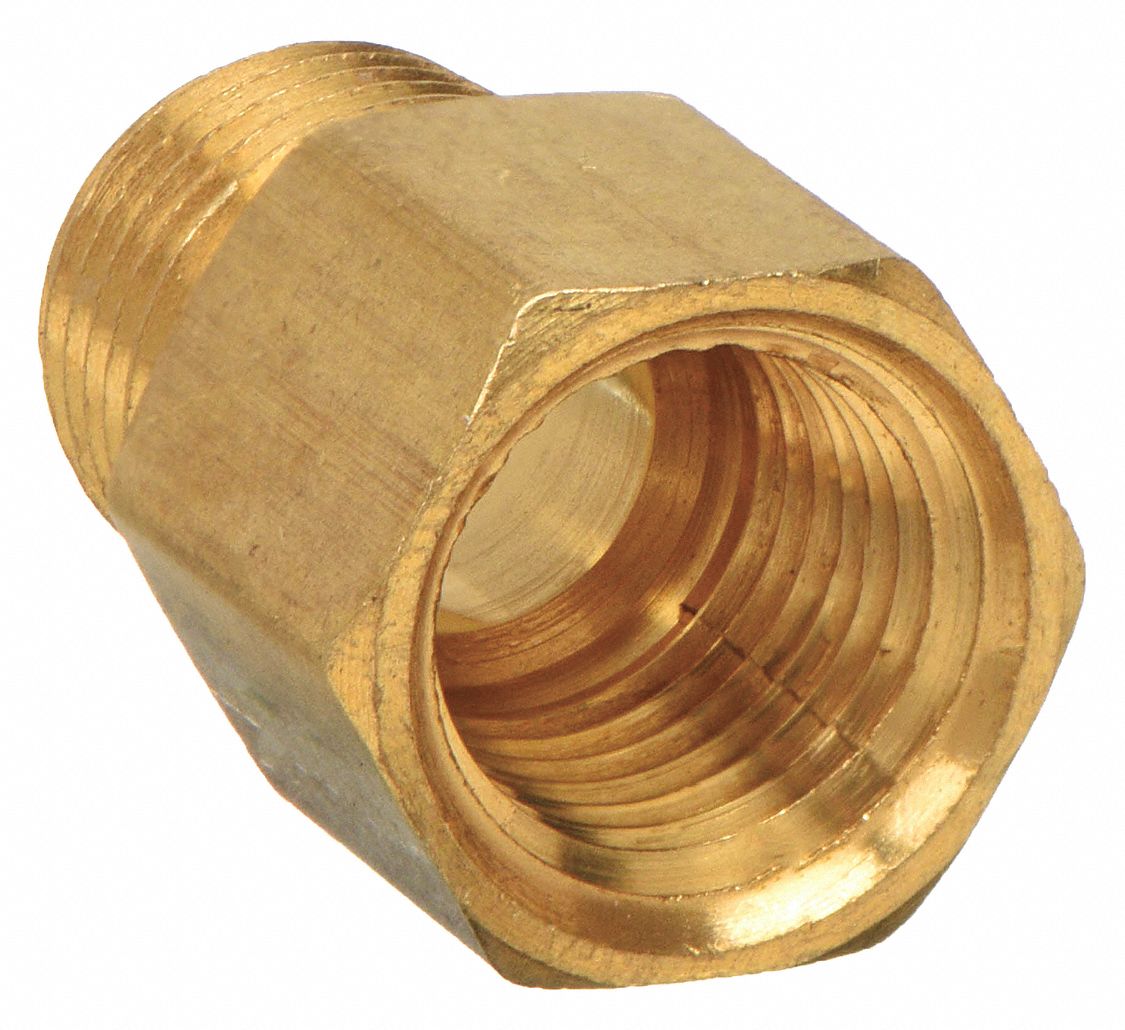 Adapter: Brass, 1/4 in x 1/4 in Fitting Pipe Size, Male NPT x Female NPT, 1 1/4 in Overall Lg