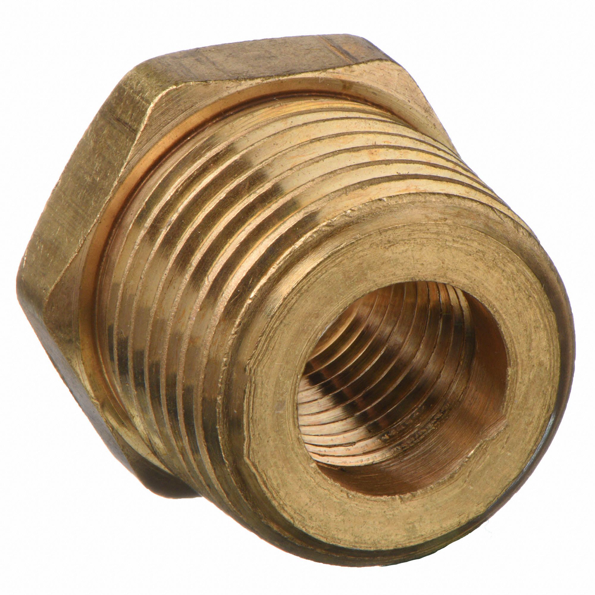 GRAINGER APPROVED Brass Hex Bushing, MNPT x FNPT, 3/4 in x 1/2 in Pipe