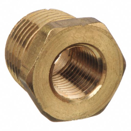 Brass, 3/4 in x 1/2 in Fitting Pipe Size, Hex Bushing - 46M480