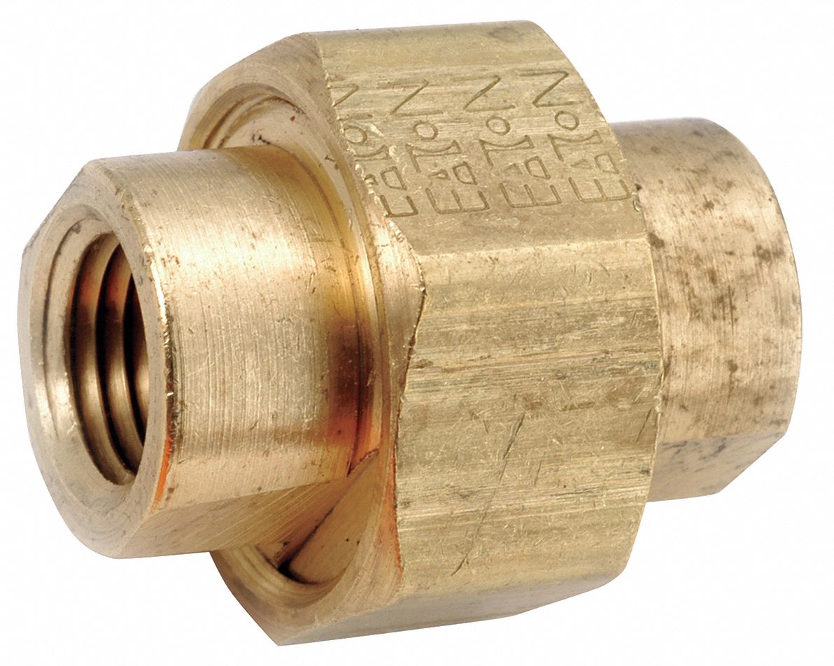 Union: Brass, 1/2 in x 1/2 in Fitting Pipe Size, Female NPT x Female NPT, 2  in Overall Lg