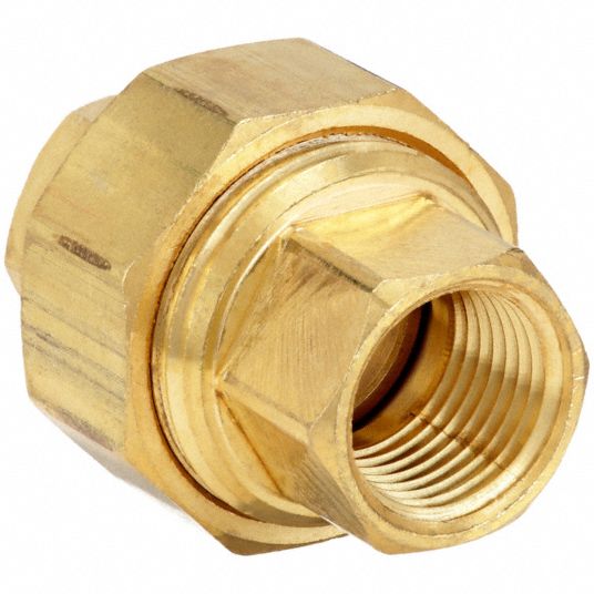 Union: Brass, 1/2 in x 1/2 in Fitting Pipe Size, Female NPT x Female NPT, 2  in Overall Lg