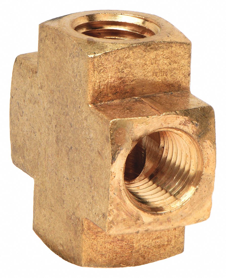 CROSS: BRASS, ⅜ IN X ⅜ IN X ⅜ IN X ⅜ IN FITTING PIPE SIZE, 1⅝ IN OVERALL LG
