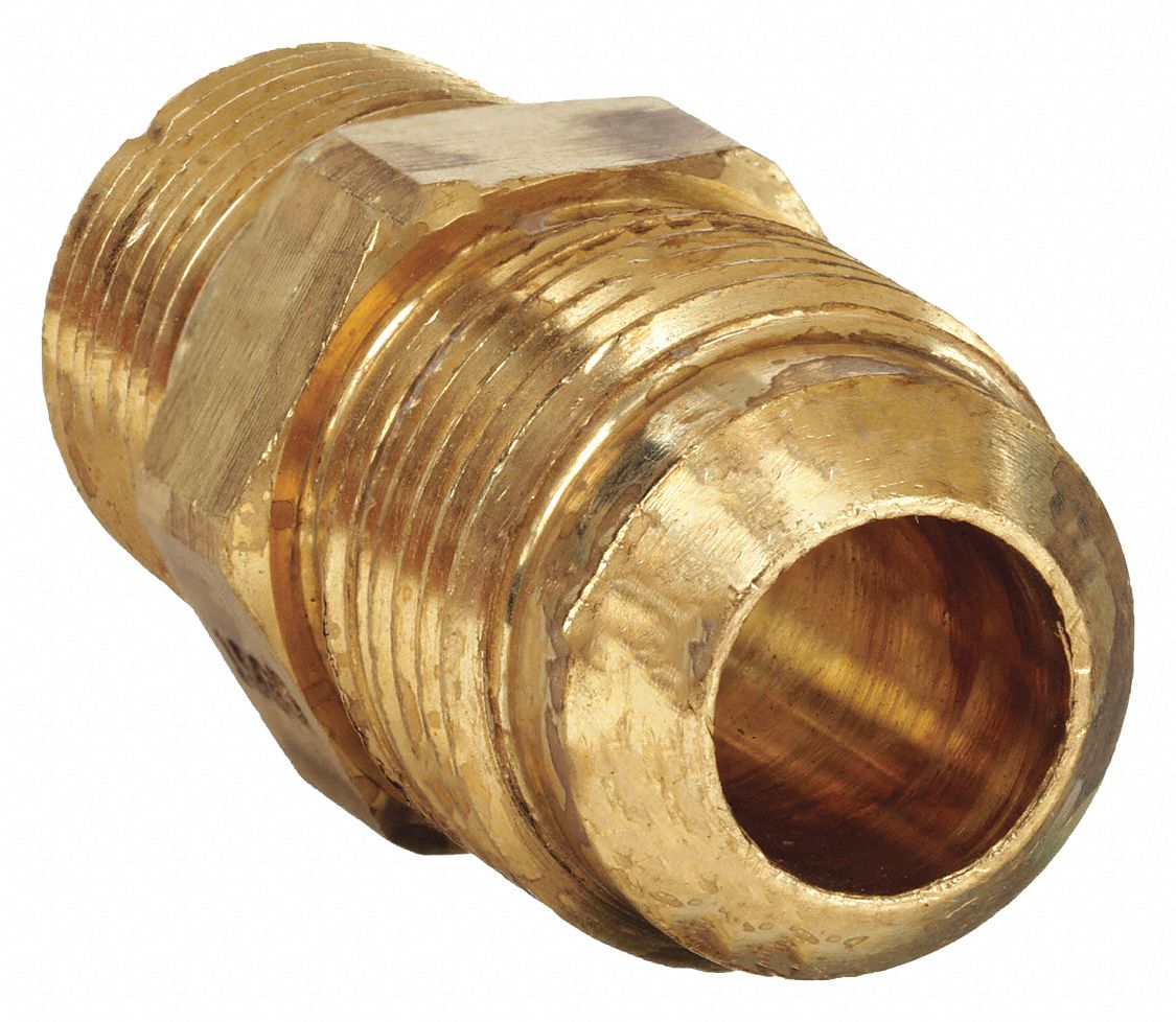 Flared Fitting Elbow: 1/2 in OD x 1/2 in Pipe Fitting Size, Flared/Threaded, Brass