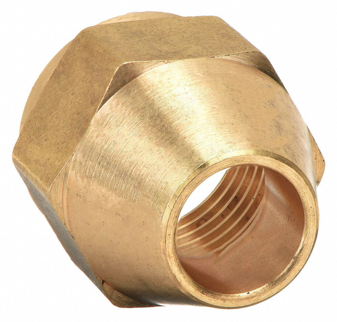 SHORT NUT: FOR ¼ IN TUBE OUTSIDE DIAMETER, FLARED, ¾ IN OVERALL LG, BRASS