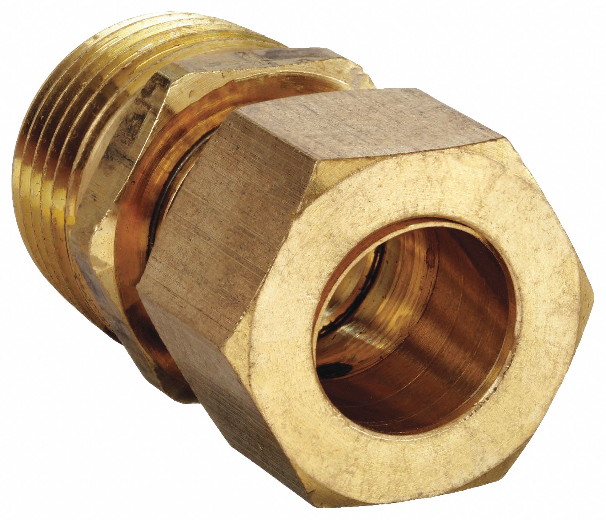 MALE CONNECTOR: BRASS, COMPRESSION X MNPT, ⅜ IN PIPE SIZE, FOR ⅜ IN TUBE OD