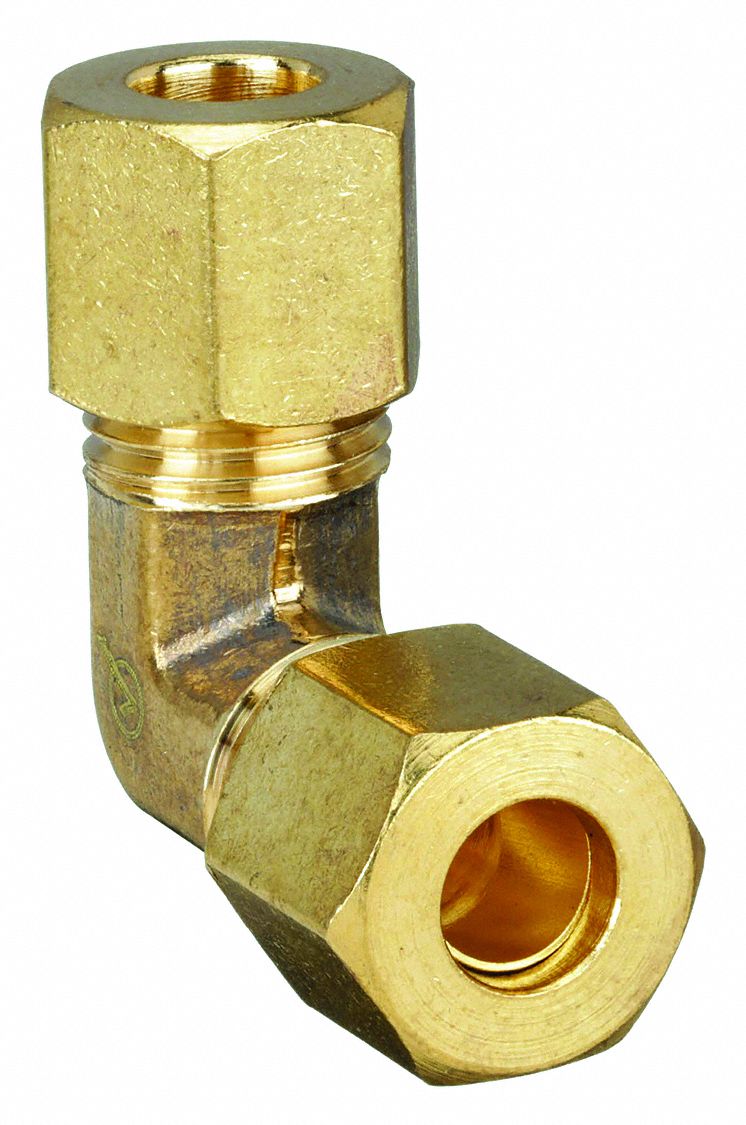 FEMALE ELBOW, 90 ° : BRASS, COMPRESSION X COMPRESSION, FOR ¼ IN X ¼ IN TUBE OD