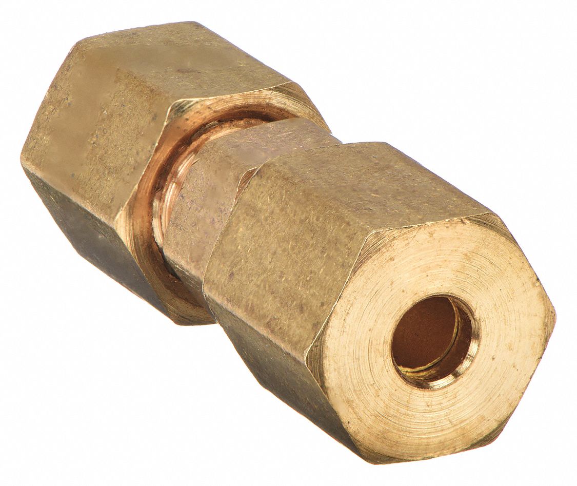 UNION: BRASS, COMPRESSION X COMPRESSION, FOR ½ IN X ½ IN TUBE OD, ALUMINUM/COPPER/PLASTIC