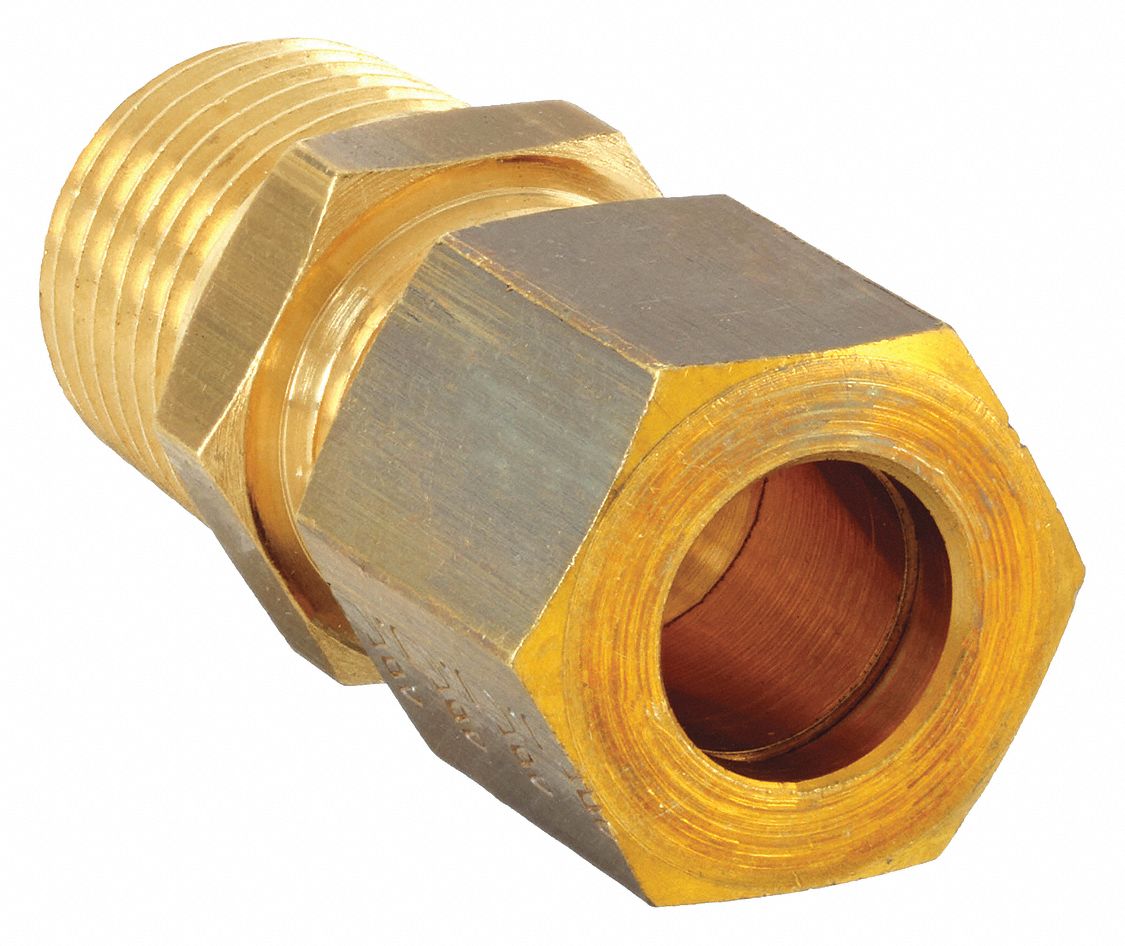 Compression Fitting Adapter: 10 mm OD x 1/8 in Pipe Fitting Size, Compression x MBSPT, 10 PK