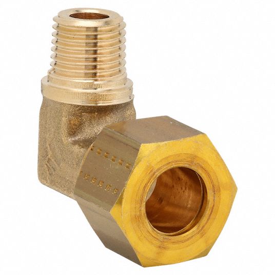 Brass Compression Fitting - 90 Male Elbow - 3/8 OD x 1/2 NPT