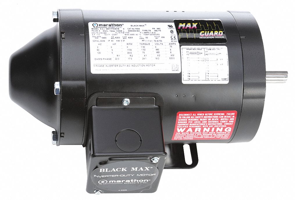 Vector Motor: Totally Enclosed Non-Ventilated, Rigid Base Mount, 1/2 HP, 1, 735 Nameplate RPM