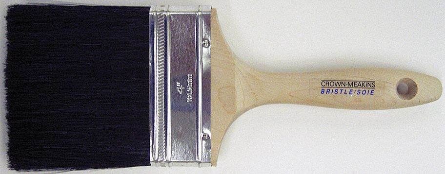 PINCEAU, PLATE, TAILLE 4, 11 1/2 POLX7/8PO EPAIS, POILS SOIE PORC PURE / BOIS / ETAIN