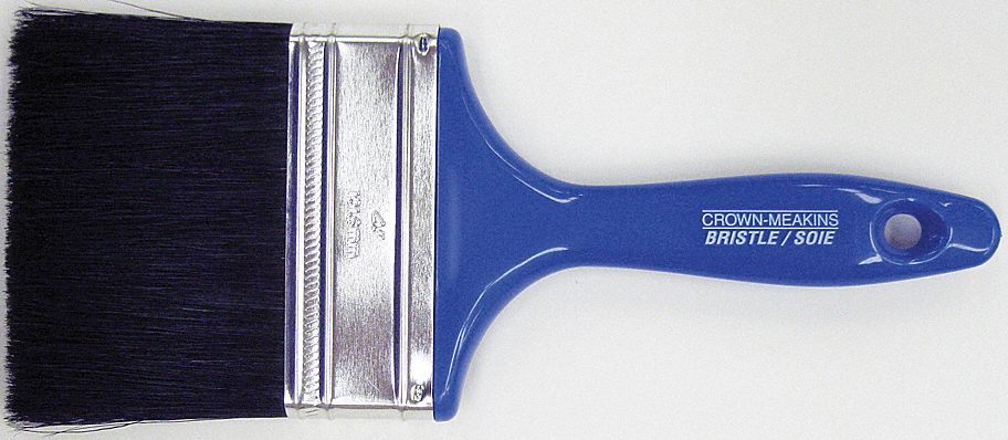 PINCEAU, PLATE, BLEU, 9 3/4 POLX11/16 EPAIS, POILS SOIE PORC PURE NOIRE / ETAIN / PLASTIQUE