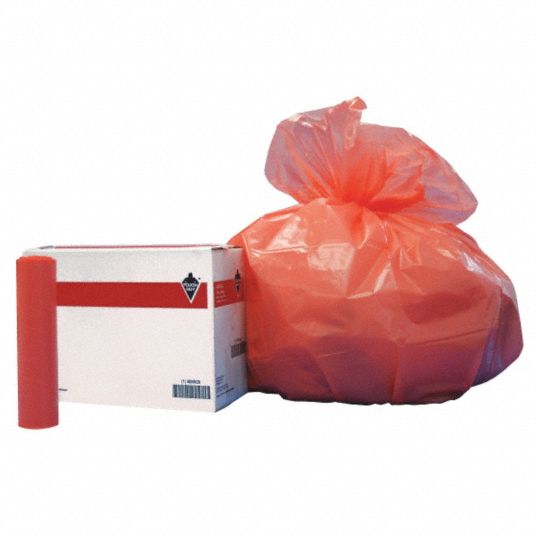 TOUGH GUY Trash Bag, 45 gal, LLDPE, Coreless Roll, Orange, PK 100