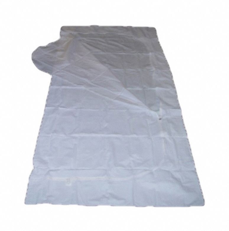 Body Bag: White, Curved Zipper, 36 in Overall Wd, Vinyl, 60 in Overall Lg, 10 PK