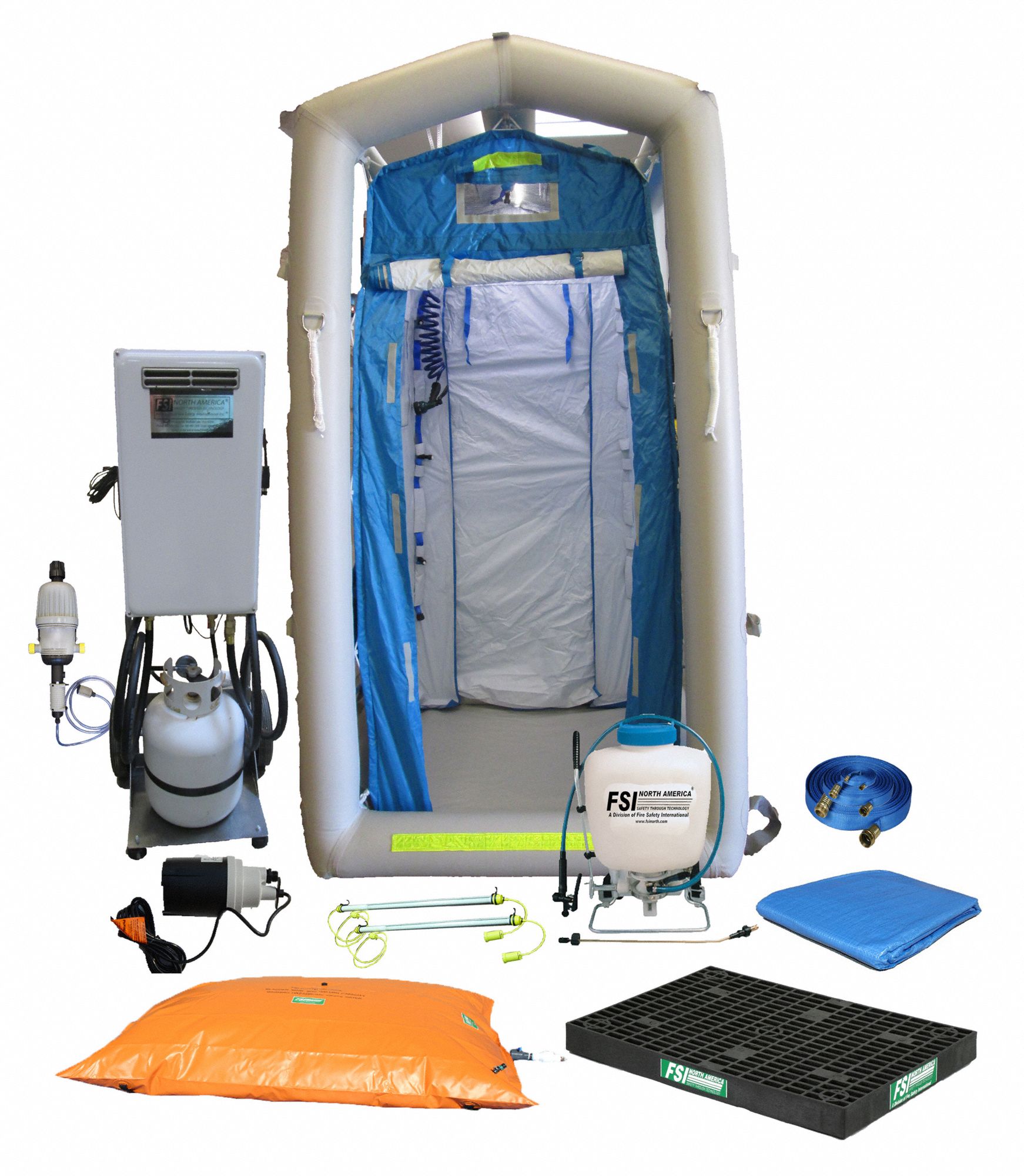 FSI Decontamination Shower: Single Patient, Blue, 96 in Lg, 96 in Wd ...