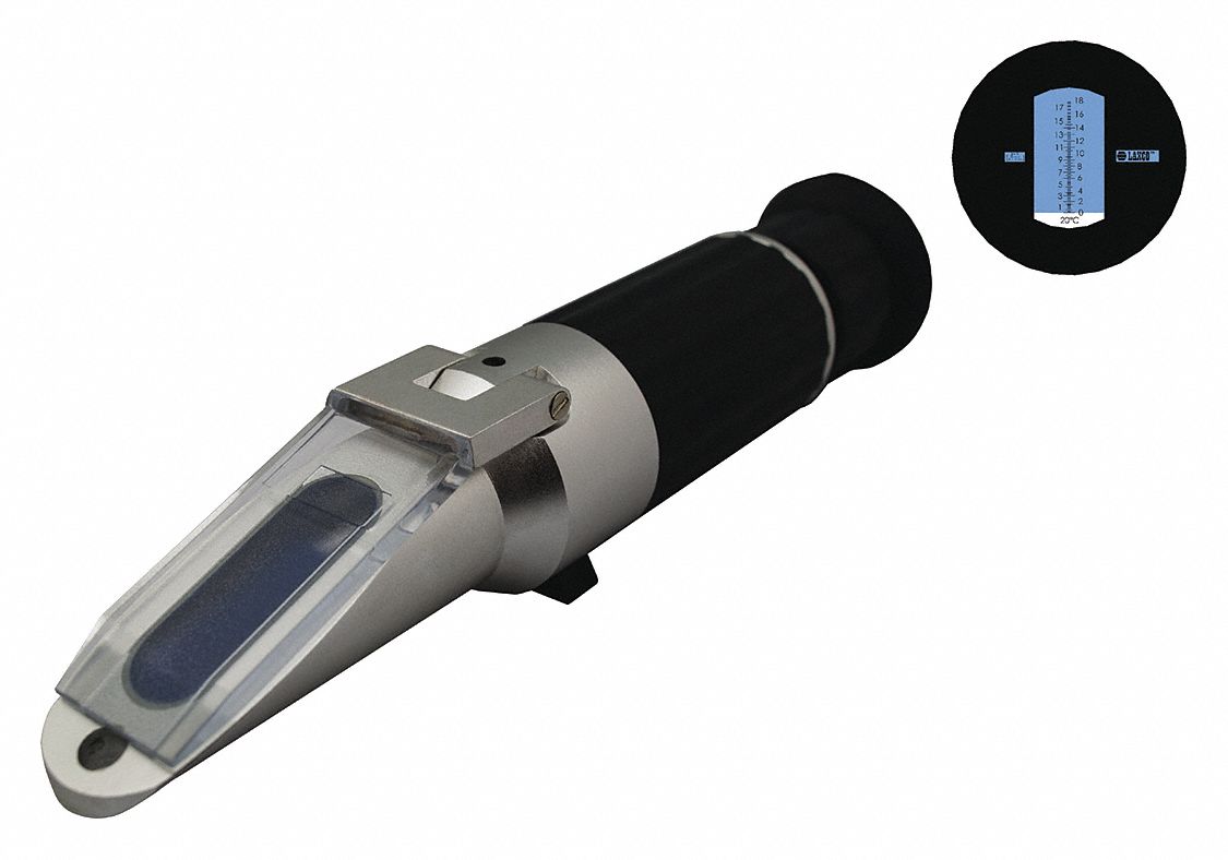 Refractometer: Brix, +/-0.2% Accuracy, Manual, Analog, 7 1/2 in Overall Dp