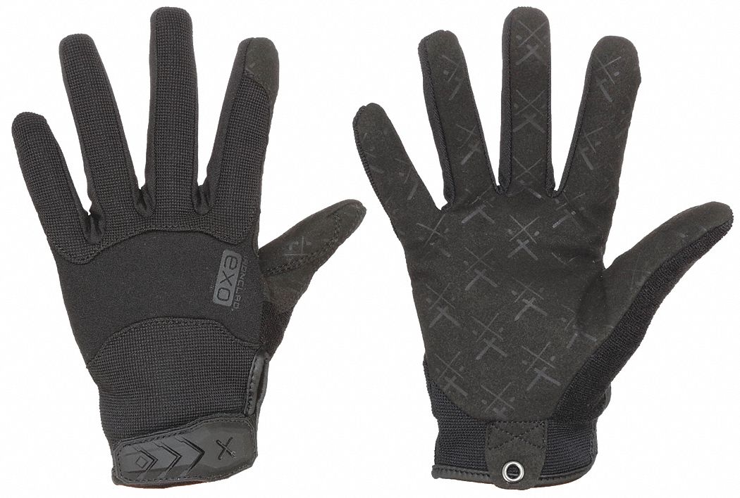 Tactical Gloves: S, Black, Synthetic Suede, Hook-and-Loop, Breathable Back, 1 PR