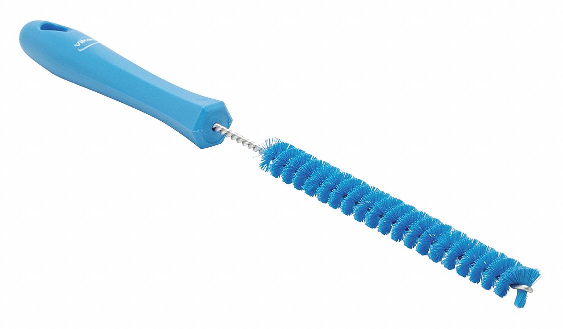 Tube and Pipe Brush: Straight Handle, Polyester Bristle, Blue, 0.59 in Brush Dia